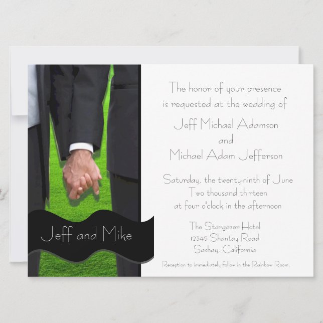 Two Grooms Custom Gay Wedding Invitations (Front)
