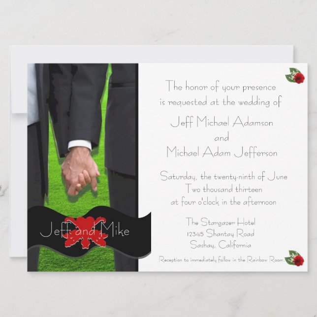 Two Grooms Custom Gay Wedding Invitations IV (Front)