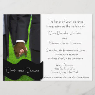 Two Grooms Custom Gay Wedding Invite (Bi-Racial)