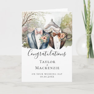Two Grooms Garden Congratulations on Wedding Day Card