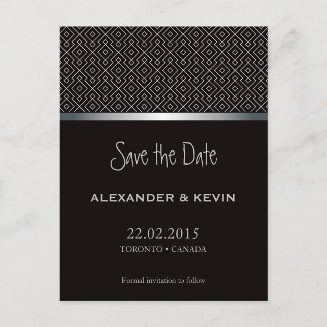 Two Grooms-Gay black pattern wedding | Postcard (Front)