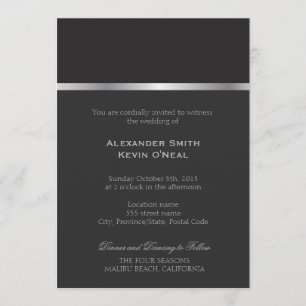 Two Grooms-Gay grey lines Wedding ı Invitation