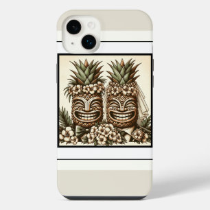 Two Grooms Gay Pineapple Tiki Head Retro Wedding iPhone 14 Plus Case