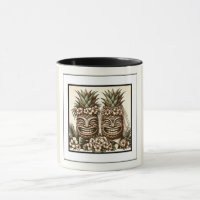 Two Grooms Gay Pineapple Tiki Head Retro Wedding