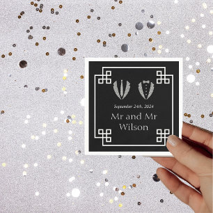 Two Grooms Gay Tuxedo Wedding Dinner Cocktail Napkin