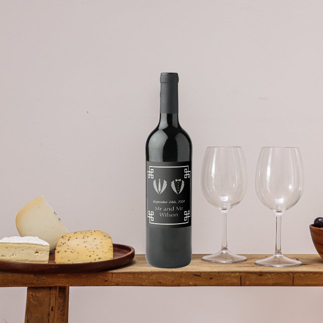 Two Grooms Gay Tuxedo Wedding  Wine Labels (Creator Uploaded)