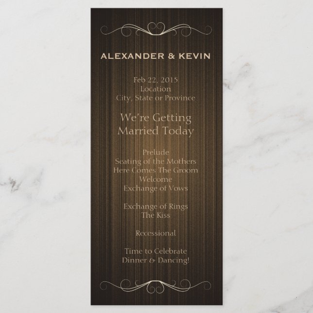 Two Grooms-Gay Wedding Country Program Programme (Front)