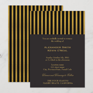 Two Grooms-Gay Wedding Gold  Invitation