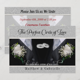 Two Grooms Gay Wedding or Civil Union Tuxes Invitation