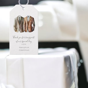 Two Grooms in Suits Personalised Gay Wedding Gift Tags