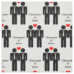 Two Grooms In Ties Wedding Customisable Pattern Fabric