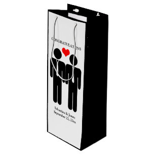 Two Grooms In Ties Wedding Customisable Wine Gift Bag