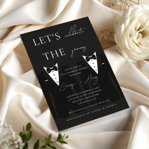 Two Grooms LGBTQ Tuxedo Stylish Wedding Shower Invitation