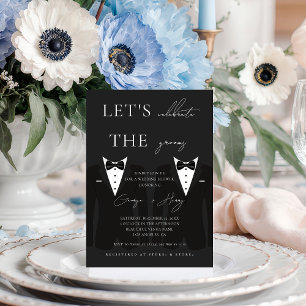 Two Grooms LGBTQ Tuxedo Stylish Wedding Shower Invitation