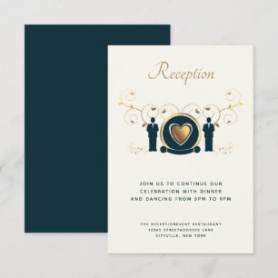 Two Grooms Male Wedding Cream Blue LGBTQ Reception Enclosure Card