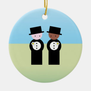 Two grooms one caucasian ceramic tree decoration