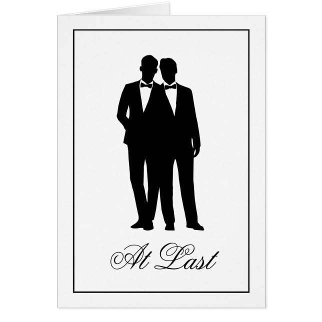Two Grooms Silhouettes Congratulations Note Cards (Front)