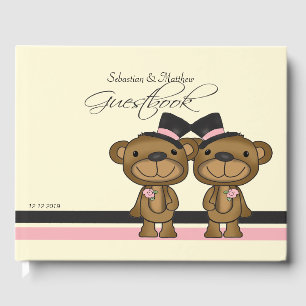 Two Grooms Teddy Bears Gay Wedding Custom Guest Book