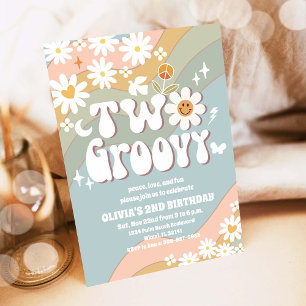 Two Groovy 2nd Birthday Invitation
