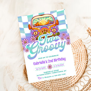 Two Groovy 2nd Birthday Party Boho Floral Daisy Invitation
