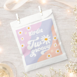 Two Groovy 2nd Birthday Party Boho Retro Daisy Favour Bags