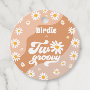 Two Groovy 2nd Birthday Party Retro Daisy Party Favour Tags