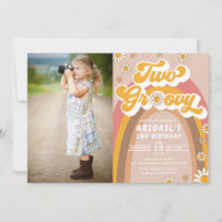 Two Groovy 2nd Birthday Photo Invitation