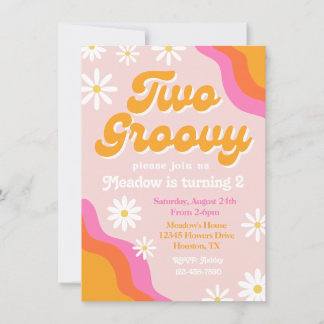 Two Groovy Birthday Invitation | Groovy Birthday (Front)