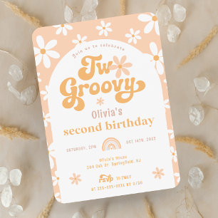 Two Groovy Boho Arch 2nd Birthday Invitation