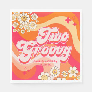 Two Groovy Colourful Girly Birthday  Napkin
