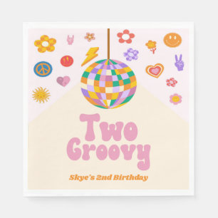 Two Groovy Disco Ball 2nd Birthday Party Napkin