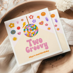 Two Groovy Disco Ball 2nd Birthday Party Napkin