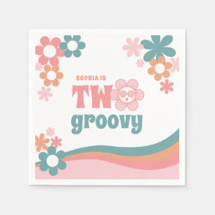 Two Groovy Girl 2nd Birthday Party Napkin