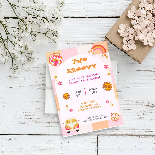 Two Groovy Girls Birthday Invitation (Creator Uploaded)