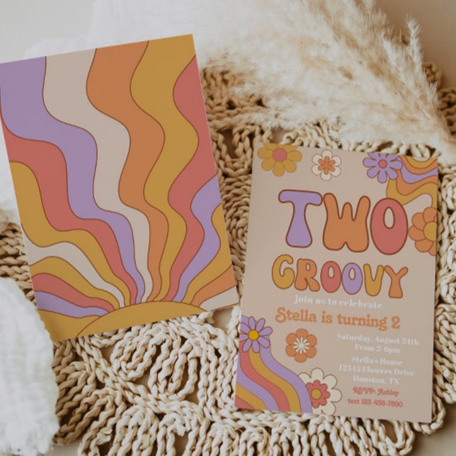 Two Groovy Invitation | Groovy Birthday Invitation (Creator Uploaded)