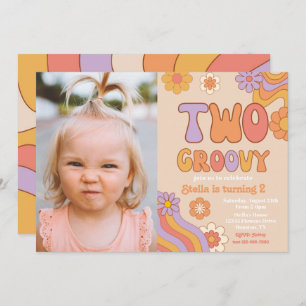 Two Groovy Photo Invitation   Groovy Birthday