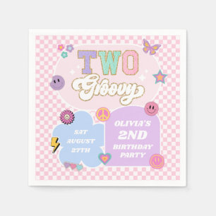 Two Groovy Preppy Patch 2nd Birthday Party Napkin