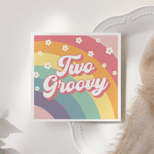 Two Groovy Retro 70s Rainbow Daisy 2nd Birthday  Napkin