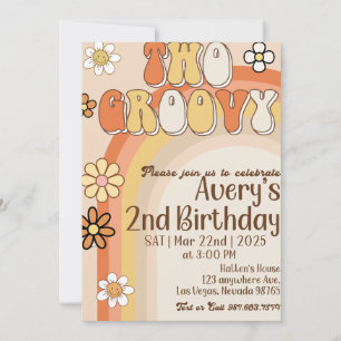 Two groovy retro birthday invitations 