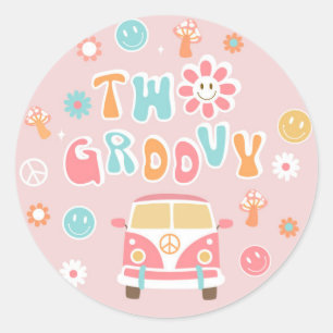 Two Groovy Retro Boho Favour Stickers Labels