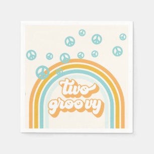 TWO Groovy Retro Boy 2ND Birthday Napkin