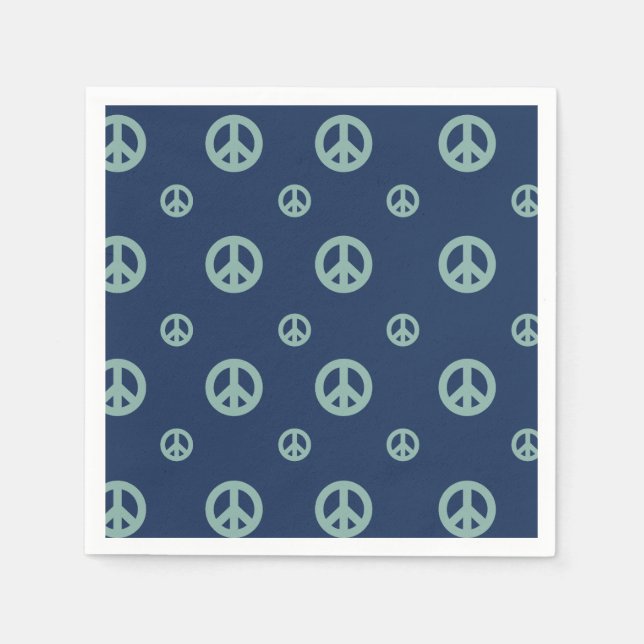 Two Groovy Retro Boy peace sign birthday Napkin (Front)