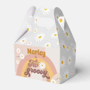 Two Groovy Retro Hippie Daisy Girl Birthday Favour Favour Box