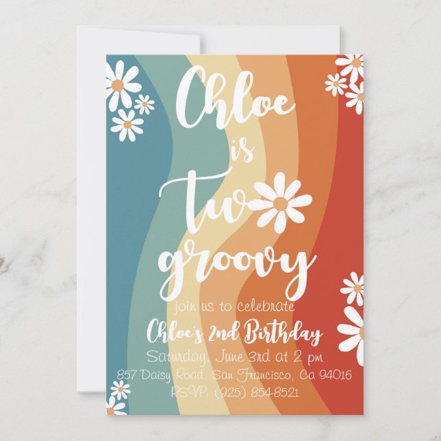 Two Groovy Retro Invitation (Front)