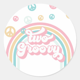 Two Groovy Retro Summer Rainbow Classic Round Sticker