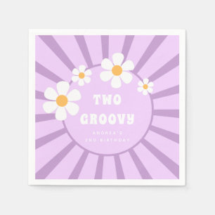 Two Groovy Retro Sunshine Girl Second Birthday  Napkin