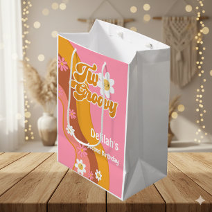 Two groovy retro vintage second birthday medium gift bag