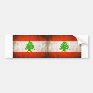 TWO Grungy Lebanon Flag Bumper Sticker