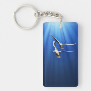 Two gulls Rectangle (double-sided) Keychain