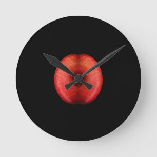 Two Half of Red Apple Fine Art Photograph Round Clock